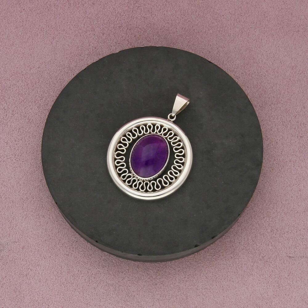 sterling silver vintage bali eternal loops amethyst pendant